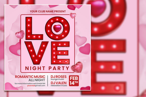Valentine Night Party Social Media Post & Flyer Template